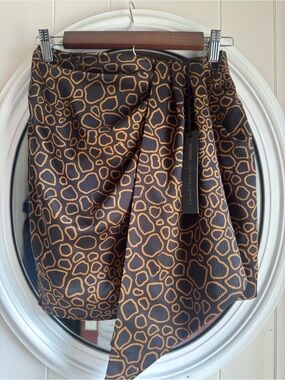 Satin Geo Print Draped Skirt